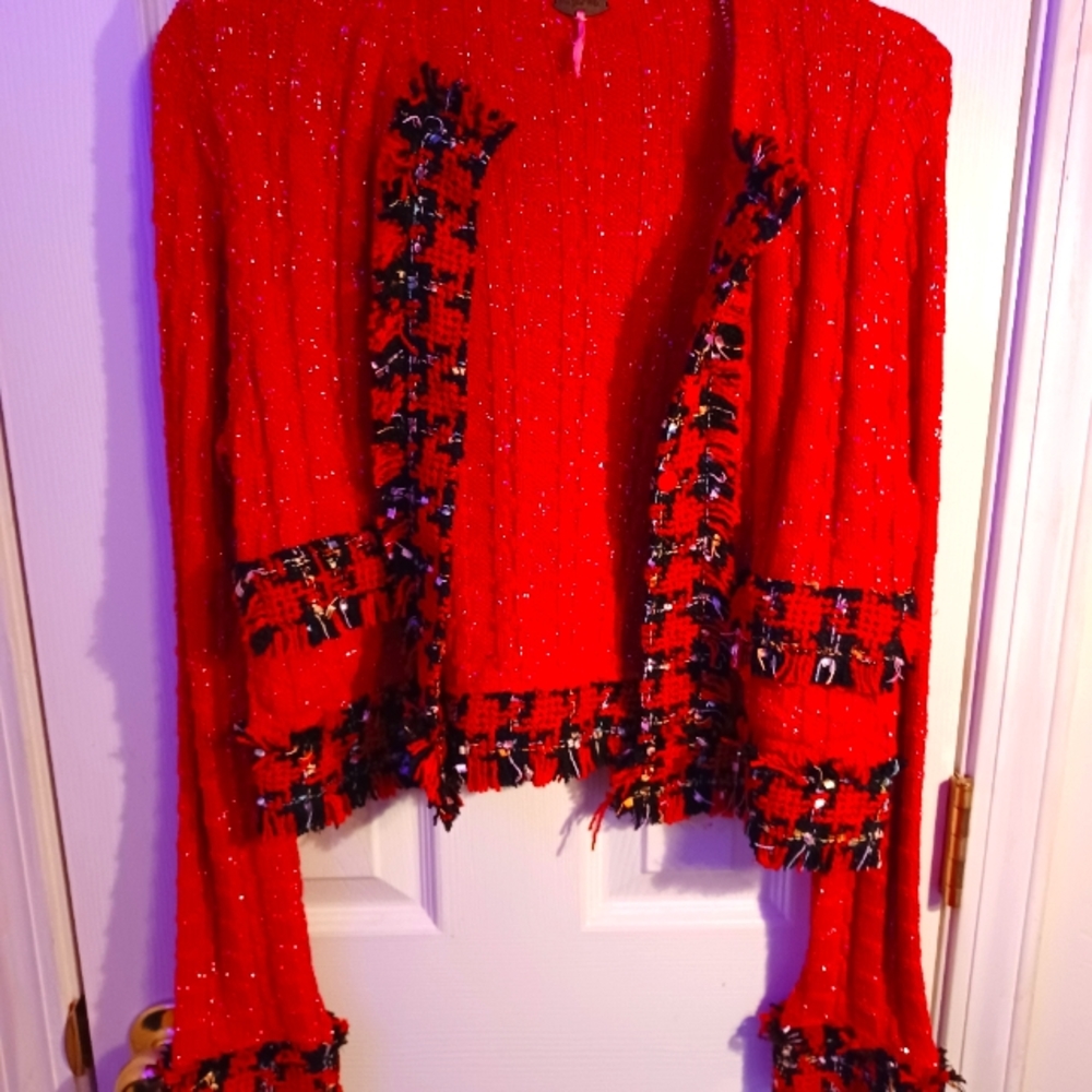 Classic red plaid sweater